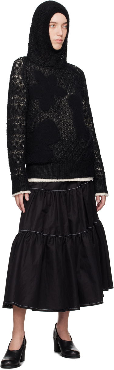 Sveter Comme des Garçons Comme Des Garçons Wool Lace Pattern Intarsia Hoodie Čierna | TN-N024-051, 3