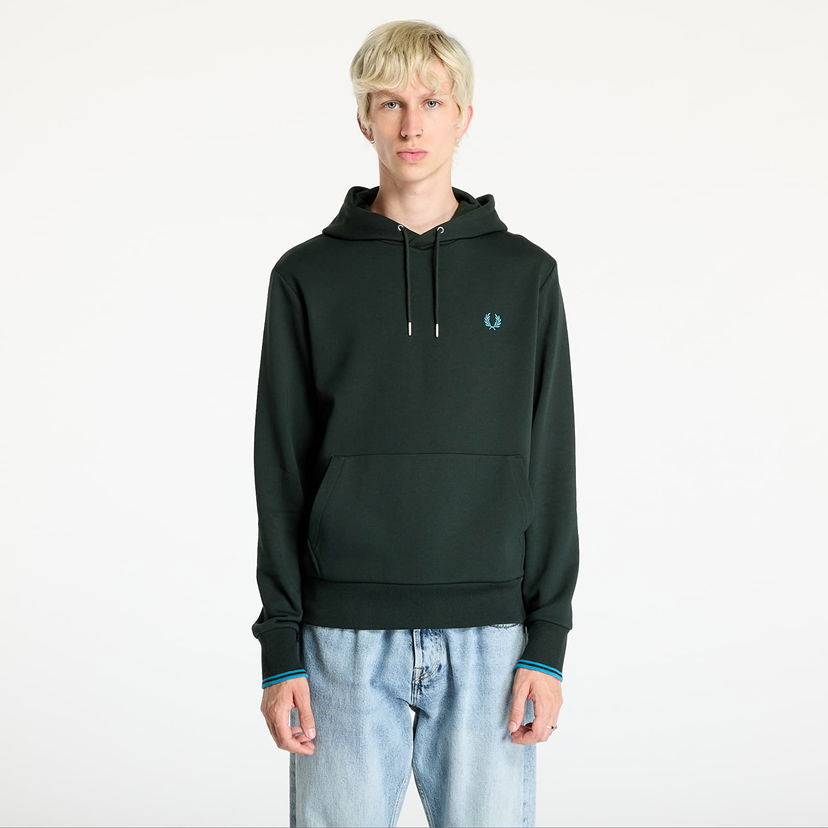 Mikina Fred Perry Tipped Hooded Sweatshirt Night Green/ Ocean Zelené | M2643 W64