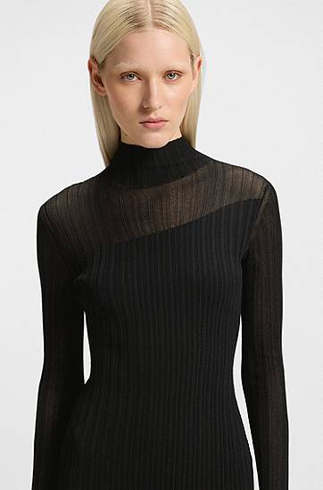 Šaty BOSS Ribbed Bodycon Dress Čierna | 50542664, 1
