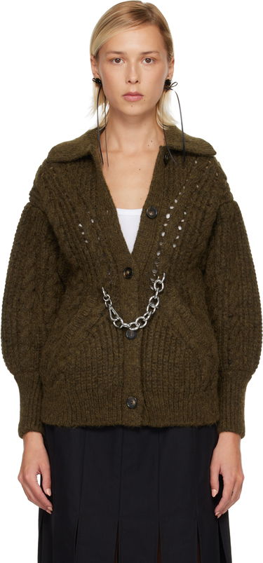 Sveter Simone Rocha Simone Rocha Sculpted Chunky Knit Chain Detail Cardigan Zelené | MZMK1E 0665, 0