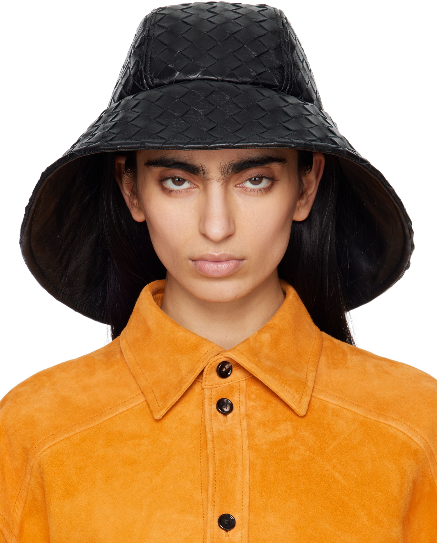 Klobúk Bottega Veneta Bottega Veneta Intrecciato Leather Beach Hat Čierna | 821608 V2JG0, 0