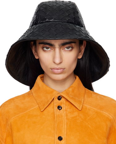 Klobúk Bottega Veneta Bottega Veneta Intrecciato Leather Beach Hat Čierna | 821608 V2JG0, 0