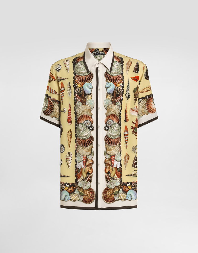 Košeľa Dolce & Gabbana Dolce & Gabbana Shell-Print Crêpe Hawaii Shirt Žltá | G5LG9THI1ZDHG5PO