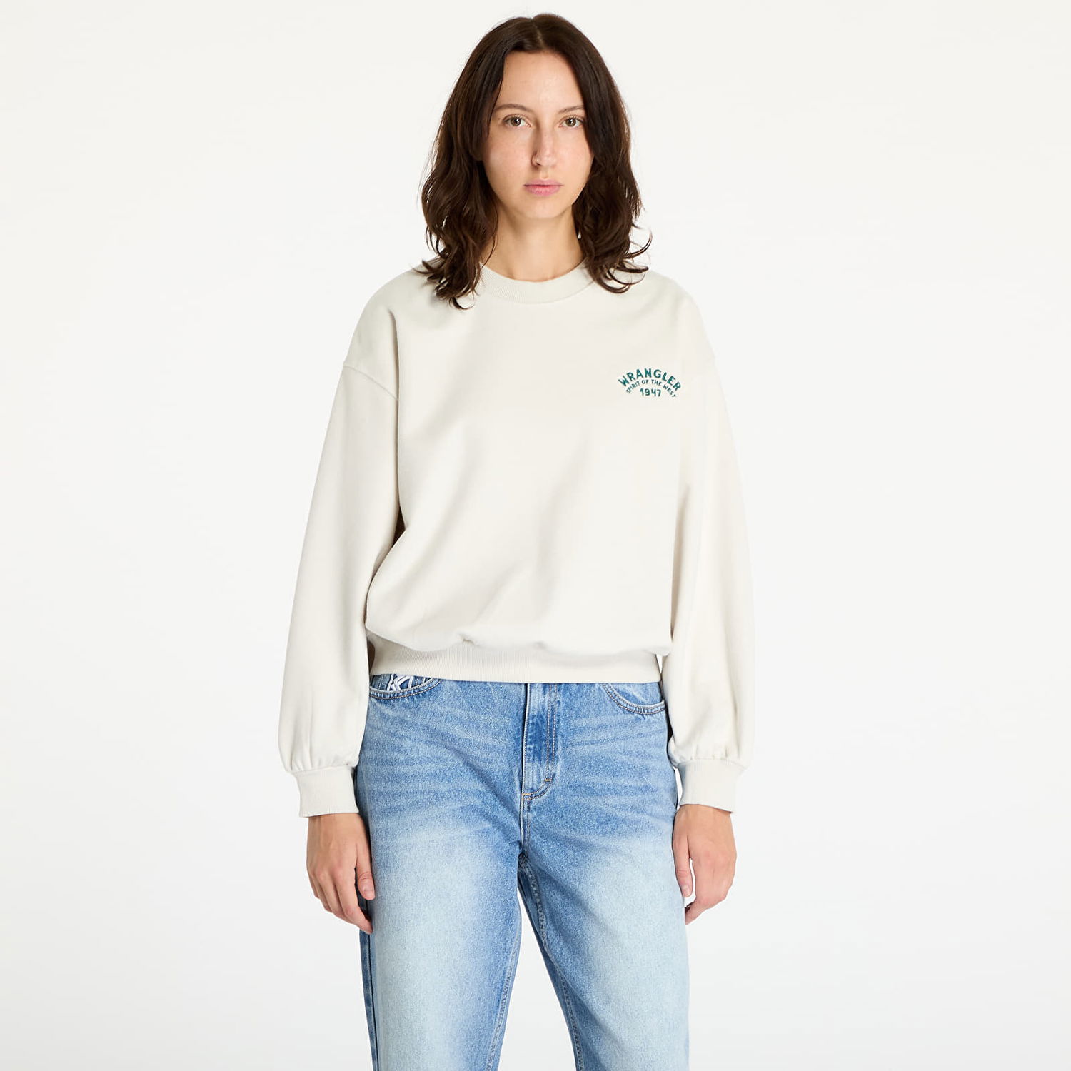 Mikina Wrangler Oversized Sweat Vintage White Biela | 112356457, 0
