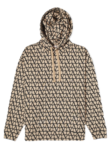 Mikina Valentino Monogram Popover Hoodie Beige/Black Béžová | 3V3MF25R9KD-MYL