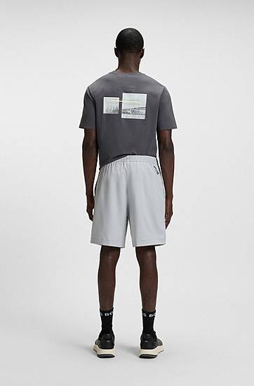 Šortky BOSS Four-Way Stretch Moisture-Wicking Shorts Šedá | 50541312, 1