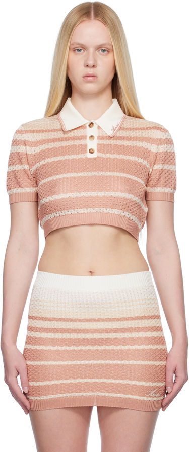 Polo tričko AMIRI AMIRI Stripe Cropped Polo Ružová | AWKNPO1023, 0