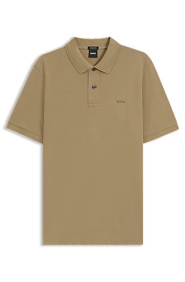 Polo tričko BOSS Pallas polo shirt in cotton piqué with embroidered logo Béžová | 50553564, 0