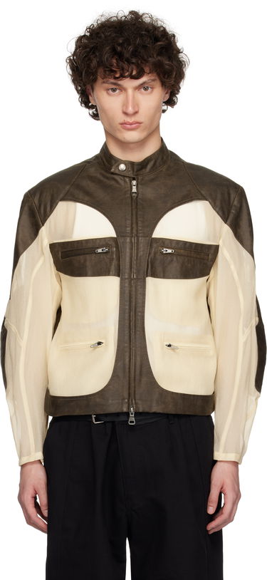 Bunda Andersson Bell Andersson Bell Faux-Leather & Sheer Rider Jacket Hnedá | awa705u, 0