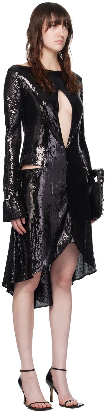 Šaty Courrèges Women's Sequin Ellipse Midi Dress Čierna | 224CRO427PAI001, 1
