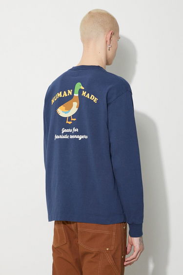 Tričko Human Made Graphic Long Sleeve T-Shirt With Duck Print Modrá | HM26CS006, 2