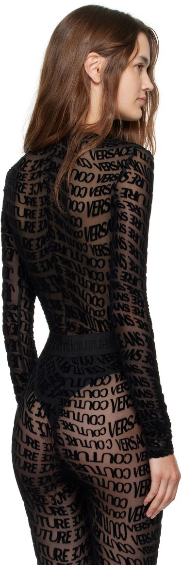 Body Versace Versace Jeans Couture Tulle Flock Liquify Bodysuit Čierna | E79HAM221_EJS490, 2