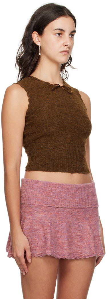 Tielko GUIZIO Guizio Heart Scallop Knit Vest Hnedá | F23620S009, 1