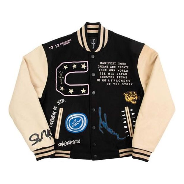 Bomber bunda Cactus Jack by Travis Scott Travis Scott x Fragment Cactus Jack Manifest Letterman Jacket Čierna | CJFN-SS20, 0