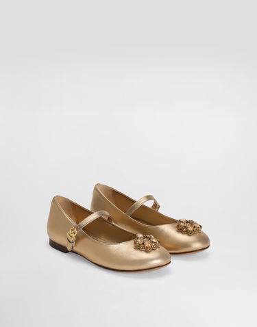 Tenisky a topánky Dolce & Gabbana Dolce & Gabbana Nappa Leather Ballet Flats With Brooches Metalická | D11376AX26180997, 1