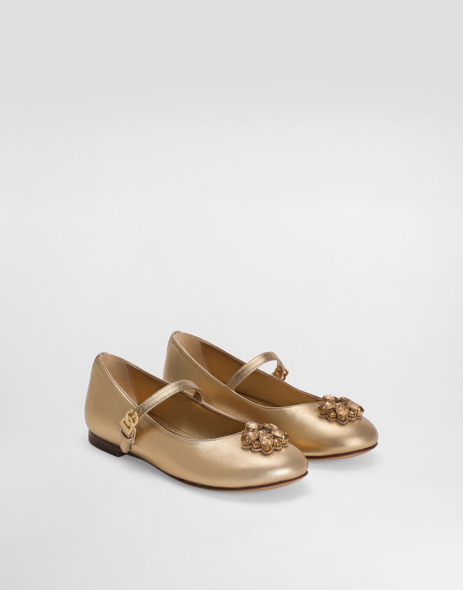 Tenisky a topánky Dolce & Gabbana Dolce & Gabbana Nappa Leather Ballet Flats With Brooches Metalická | D11376AX26180997, 1