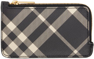 Peňaženka Burberry Black & Beige Check Zip Card Holder Čierna | 8095119, 0
