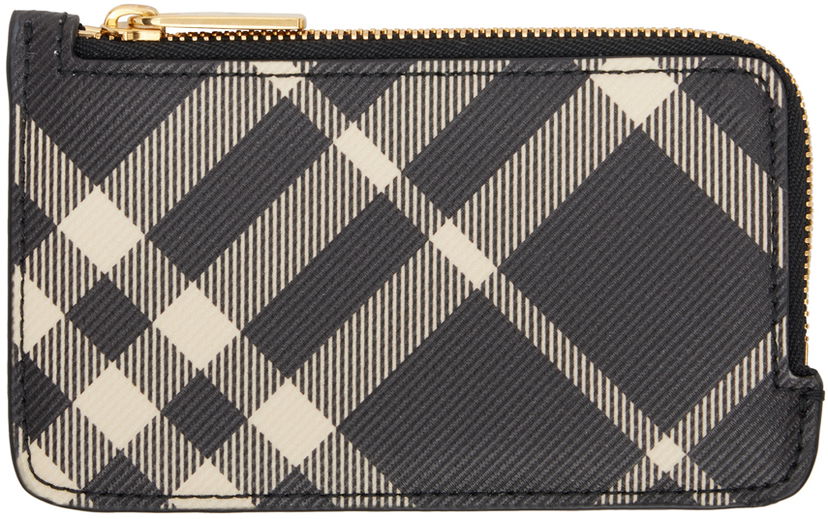 Peňaženka Burberry Black & Beige Check Zip Card Holder Čierna | 8095119