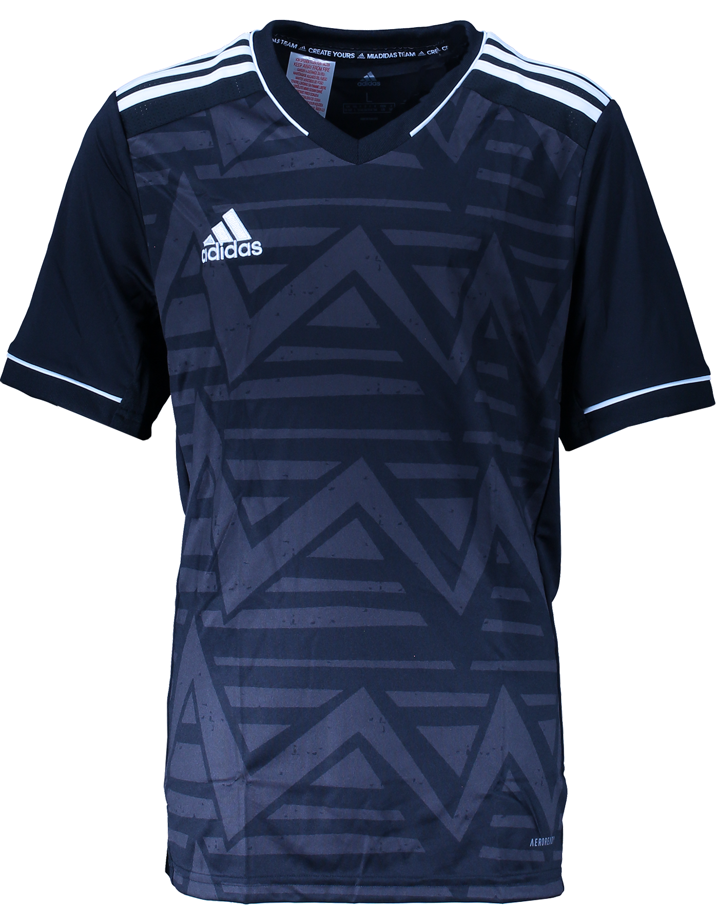 Dres adidas Originals Custom Short-Sleeve V-Neck Jersey with Geometric Pattern and AEROREADY Čierna | fi6186schwarz, 0