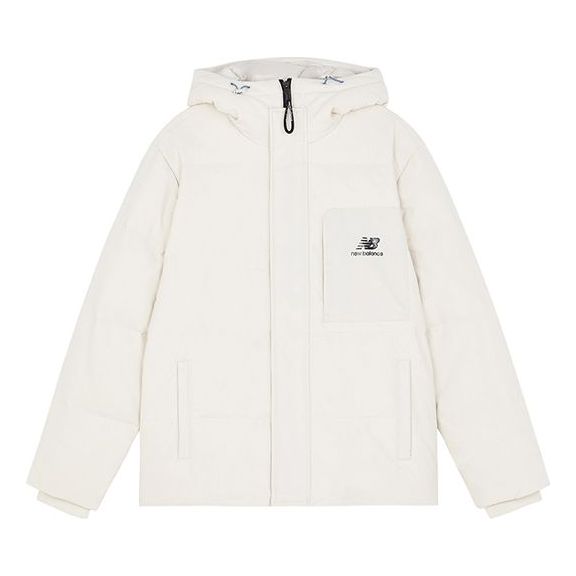 Prešívaná bunda New Balance Logo Hooded Jacket Biela | AMJ13331-BE