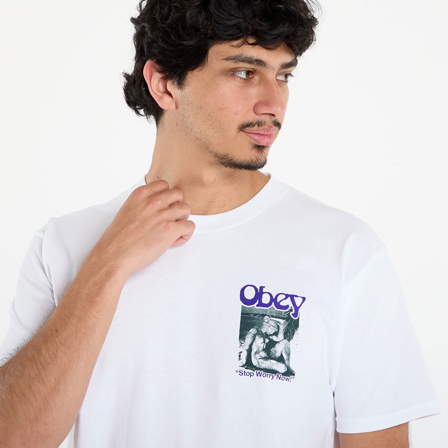 Tričko OBEY OBEY Stop Worry Now T-Shirt Biela | 165264127-WHT, 1