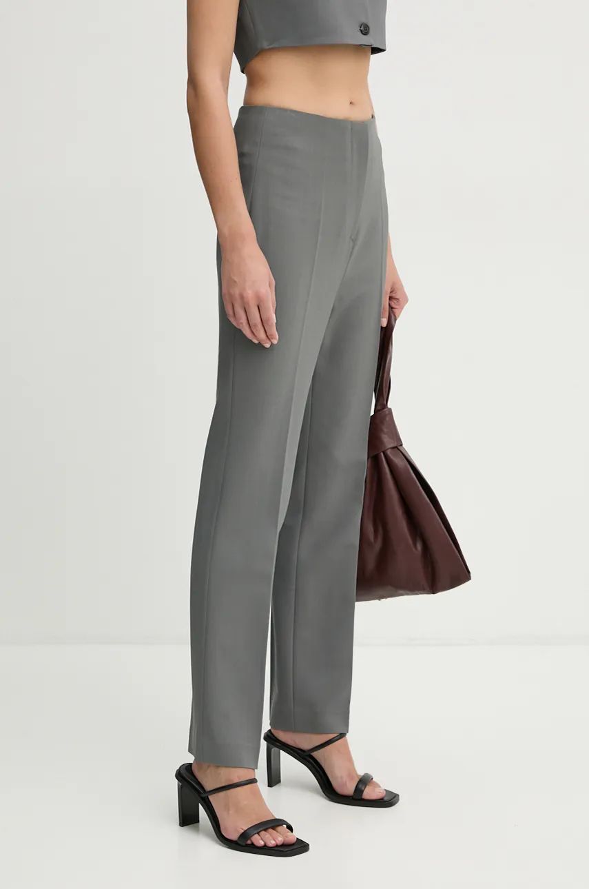 Nohavice Nanushka Erinna High Waist Pants Šedá | NW24PFOW18055, 0