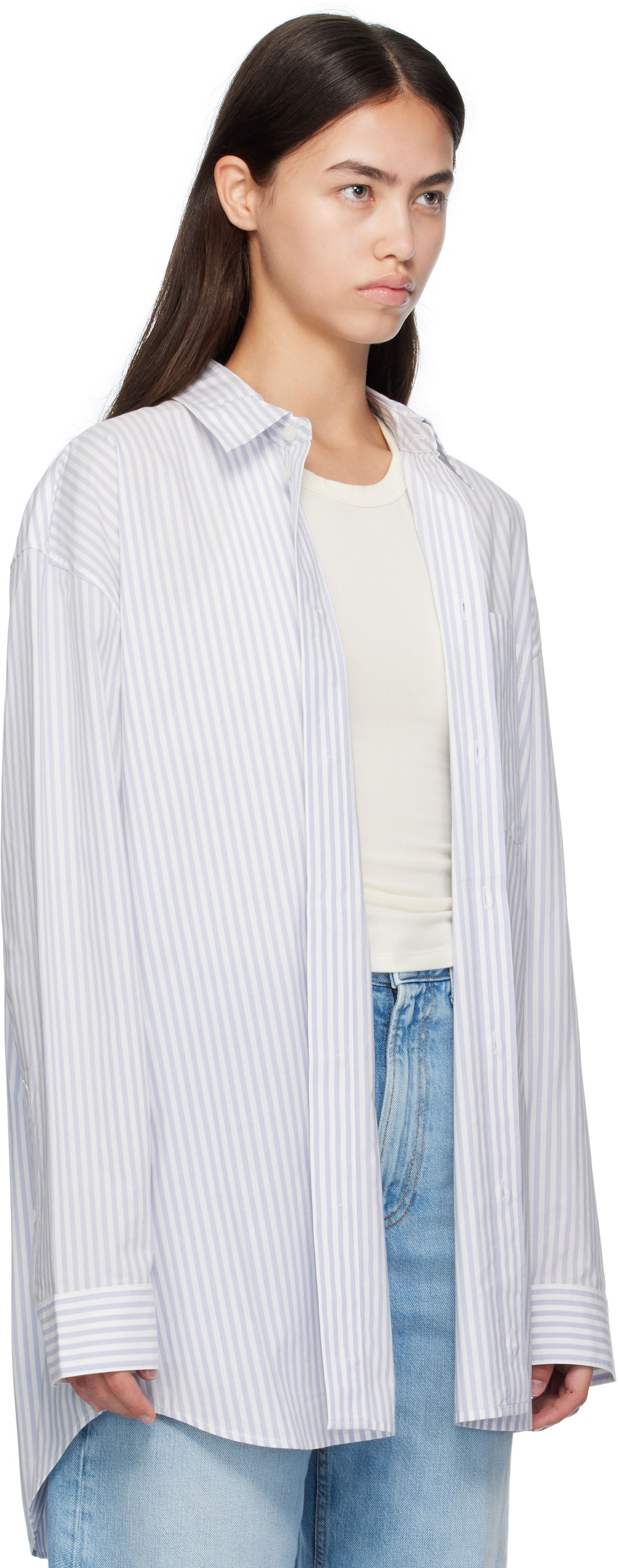 Košeľa Acne Studios Acne Studios Striped Oversized Button-Up Shirt Modrá | CB0117-, 1
