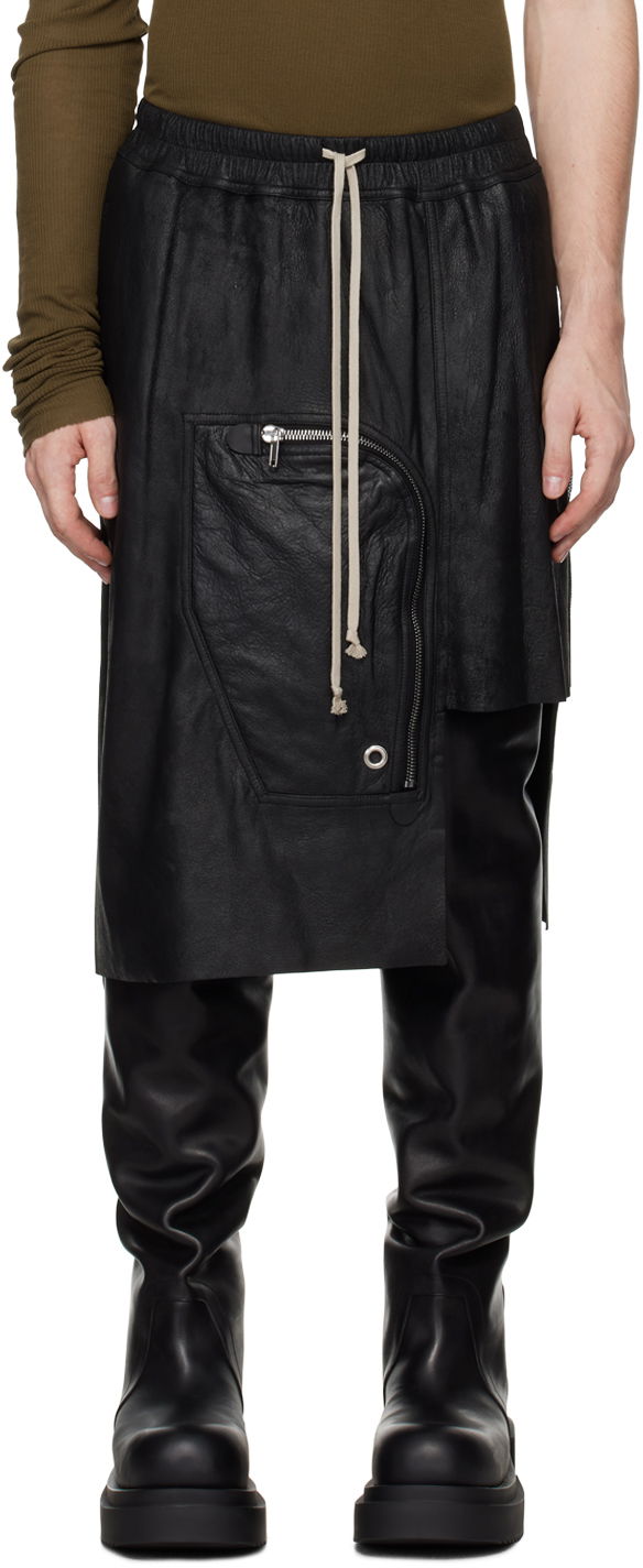 Sukňa Rick Owens Rick Owens Porterville Dracca Leather Skirt Čierna | RU02D6341 LBA, 0