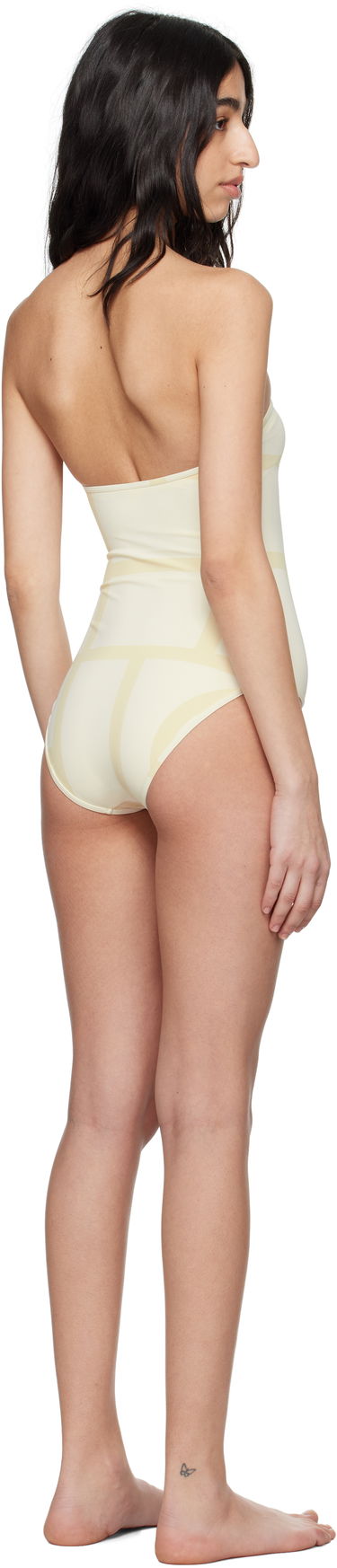 Plavky TOTEME TOTEME Monogram Strapless One-Piece Swimsuit Béžová | 252-WSW1027-FB0221, 2