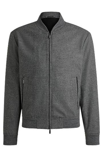 Bomber bunda BOSS Slim-Fit Bomber Jacket Šedá | 50502547