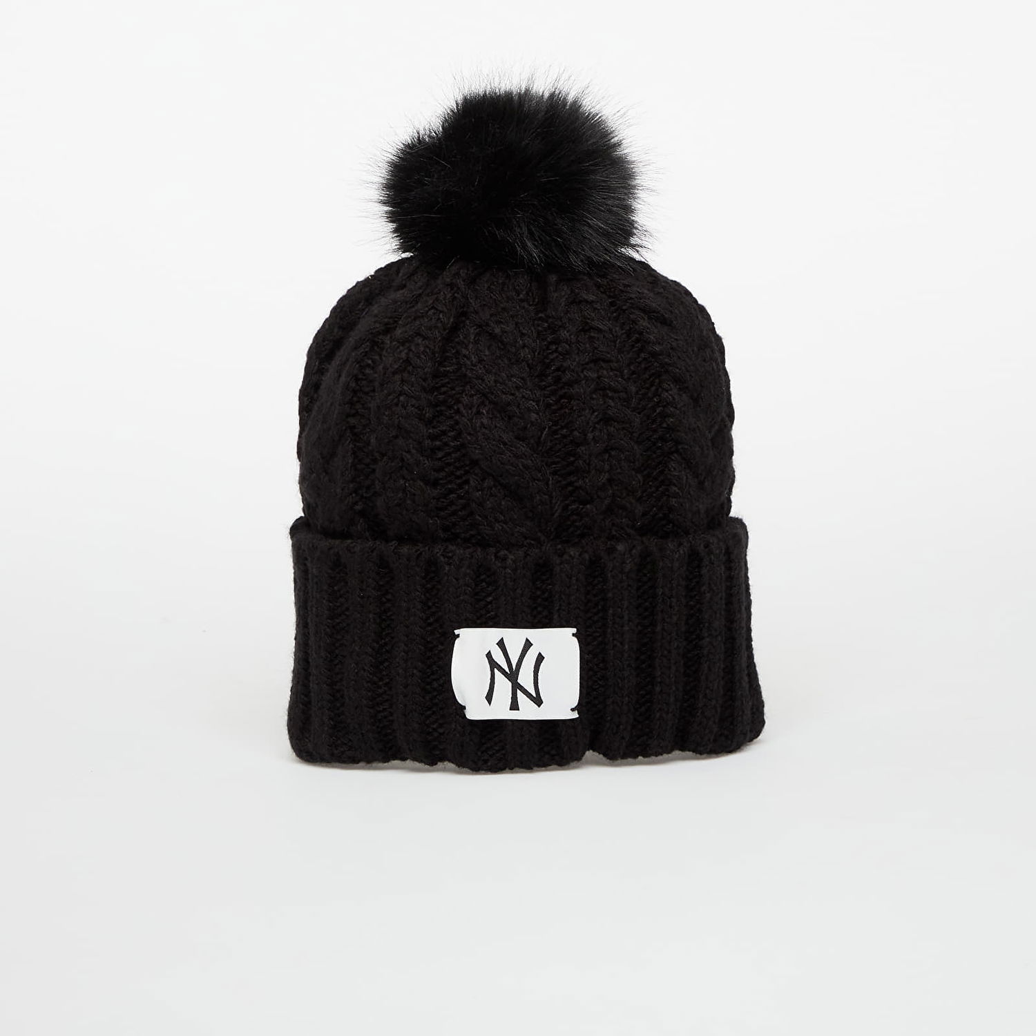 Kulicha New Era Knit Medium MLB Cable Wide Beanie New York Yankees Universal Čierna | 60691296, 0