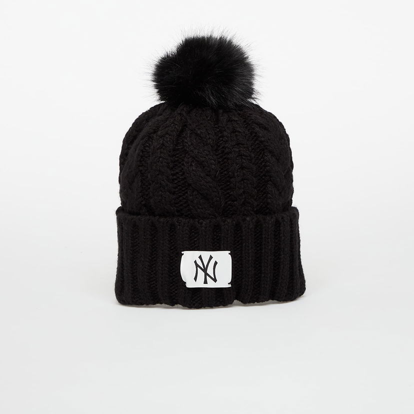 Kulicha New Era Knit Medium MLB Cable Wide Beanie New York Yankees Universal Čierna | 60691296