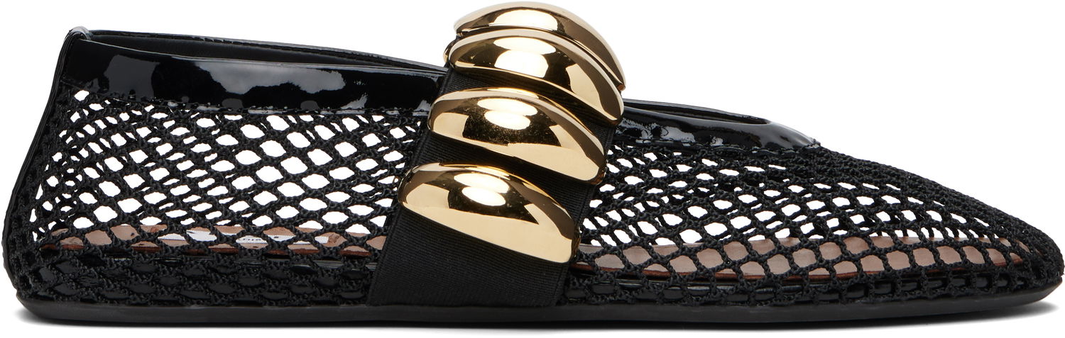 Starostlivosť o obuv Alaïa ALAÏA Fishnet Jewel Ballerina Flats Čierna | AA3A067TK062, 0