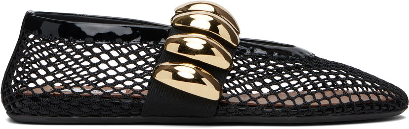 Starostlivosť o obuv Alaïa ALAÏA Fishnet Jewel Ballerina Flats Čierna | AA3A067TK062