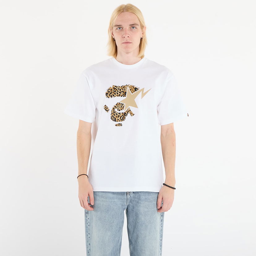 Tričko BAPE T-Shirt Wild Leopard Pattern Ape Face Sta XL Biela | 001TEL801042MWHT