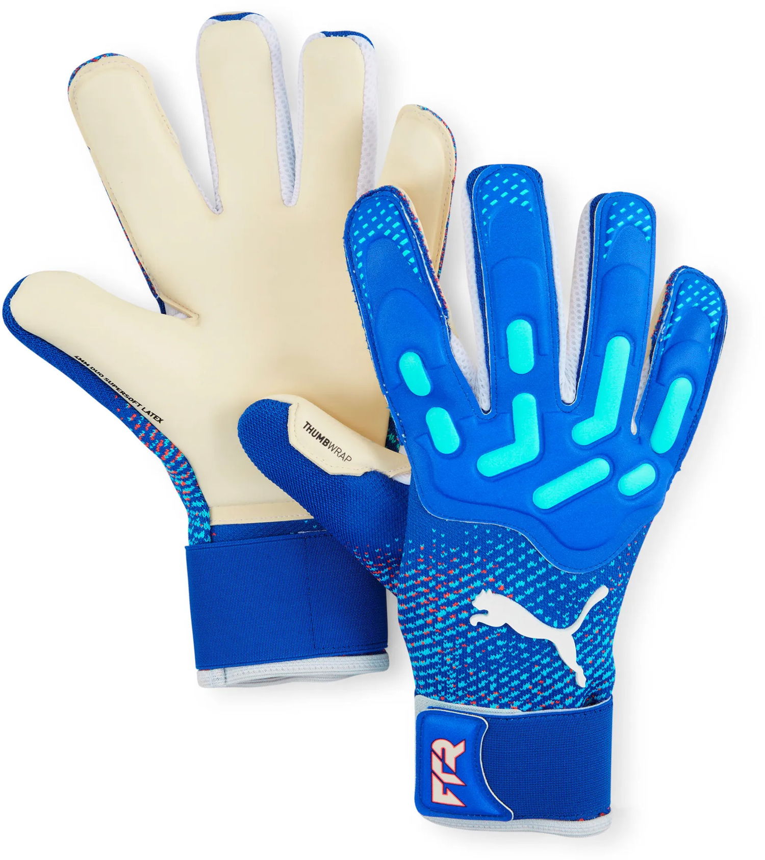 Rukavice Puma FUTURE Pro Hybrid Goalkeeper Gloves with THUMBWRAP and 4MM DUO SUPERSOFT LATEX Modrá | 041924-04, 0