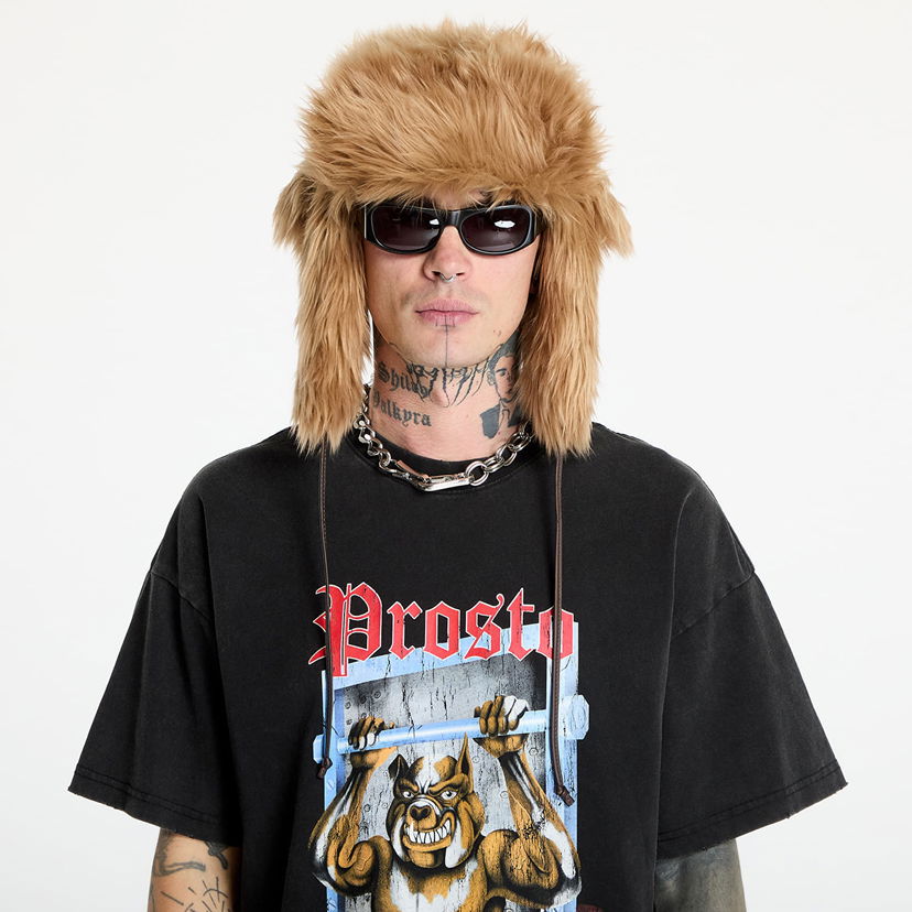 Klobúk Footshop PROSTO x Brown Faux Fur Ushanka Hat Čierna | FTSHP_429