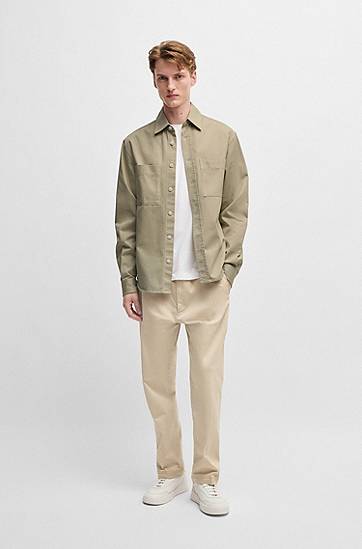 Košeľa BOSS Regular-Fit Cotton Twill Shirt Zelené | 50534540, 1