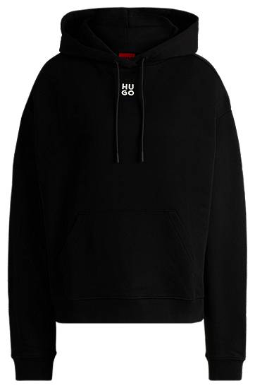 Mikina BOSS HUGO Cotton-Terry Hoodie with Stacked Logo Čierna | 50522423, 0