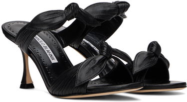 Doplnky Manolo Blahnik Manolo Blahnik Lollo Knotted Leather Heeled Mules Čierna | 224-1604, 3
