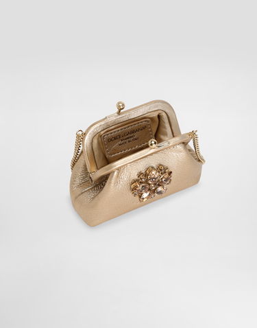 Kabelka Dolce & Gabbana Laminated Calfskin Crystal Embellished Clutch Bag Metalická | EB0007AY81280997, 3