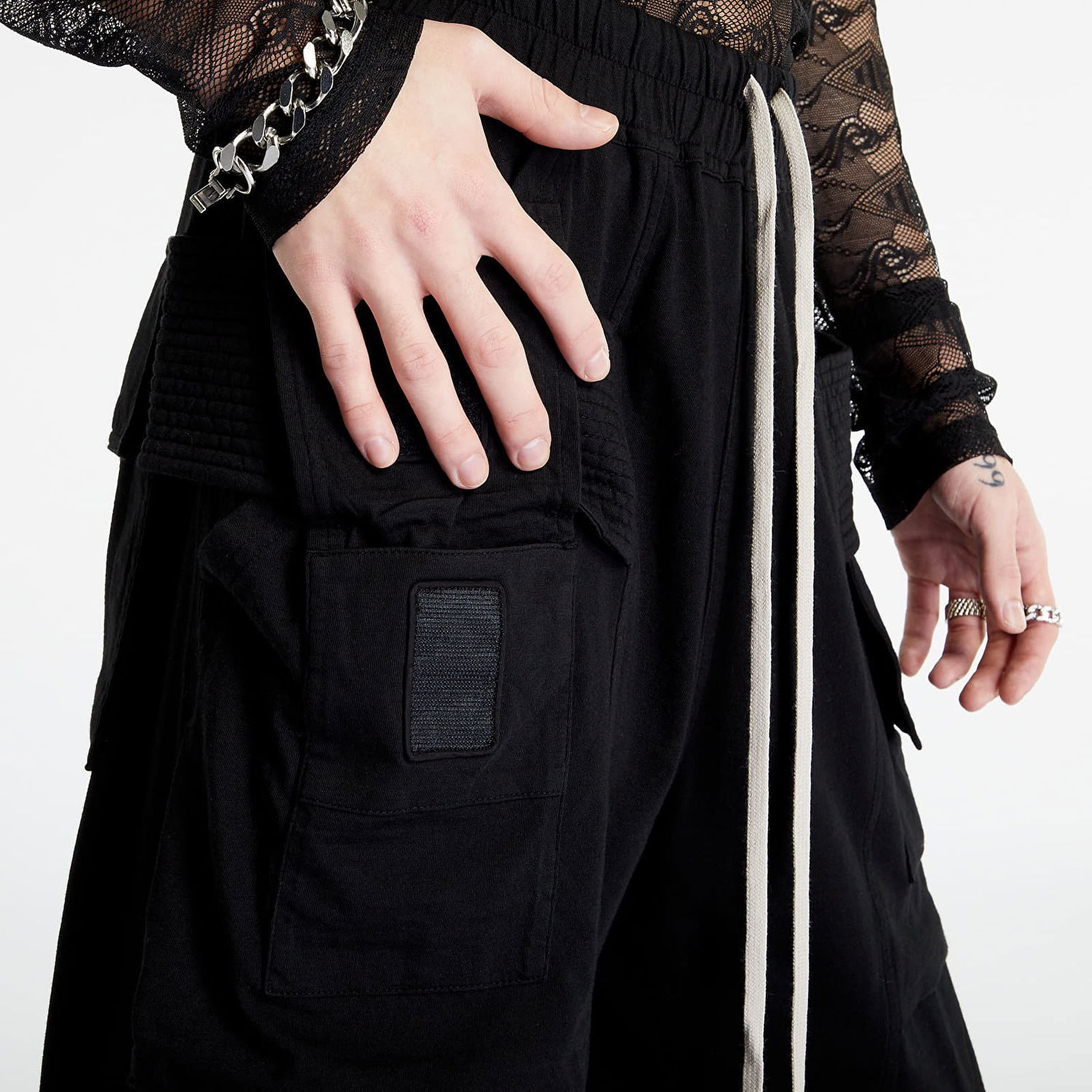 Cargo nohavice Rick Owens DRKSHDW Creatch Cargo Drawstring Pants Čierna | DU01C6394 RN 9, 1