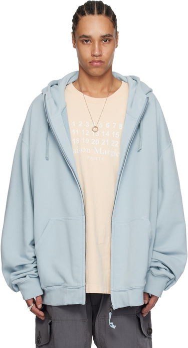 Mikina Maison Margiela Maison Margiela Embroidered Logo Zip-Up Hoodie Modrá | S50HG0047 M25017, 0
