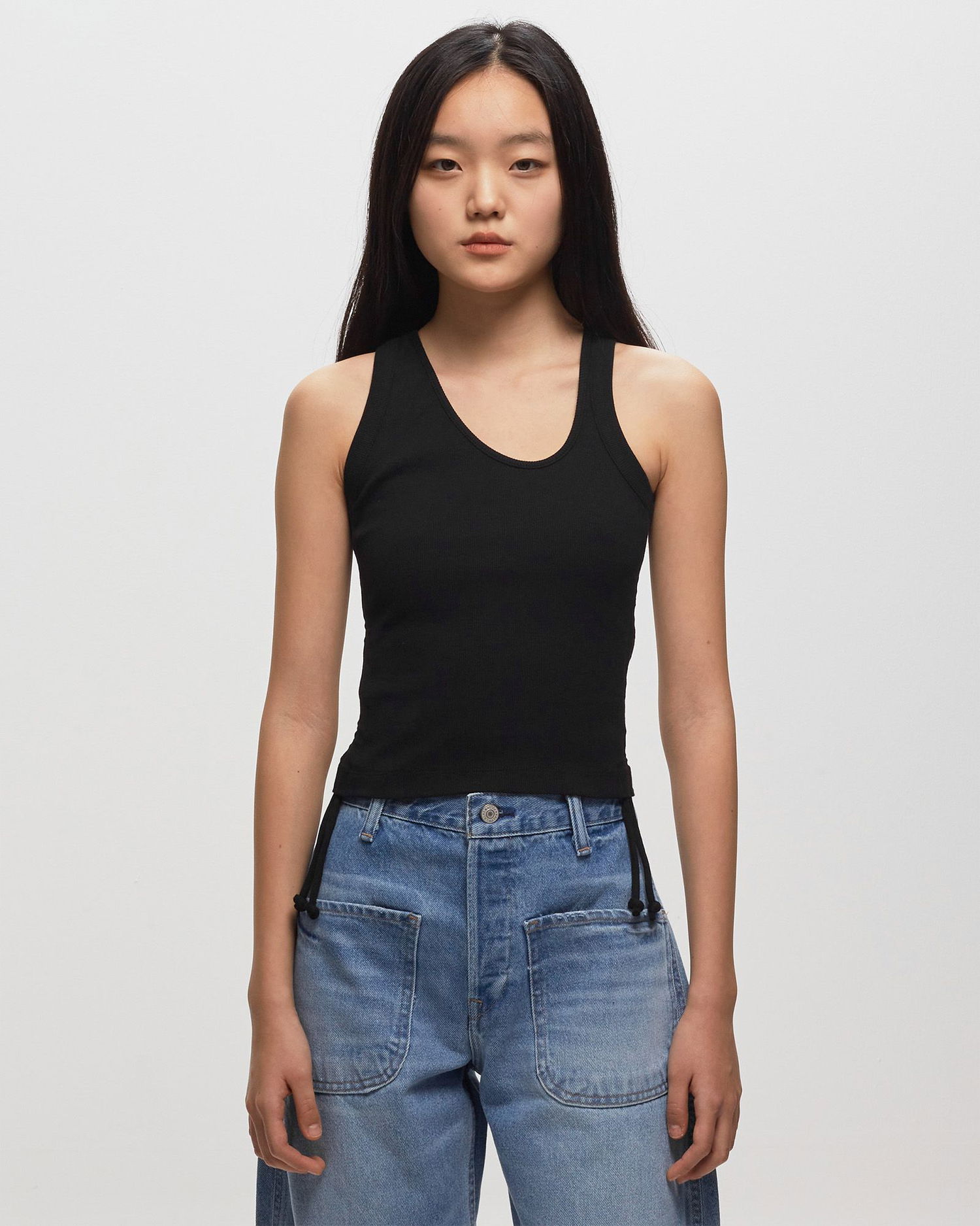 Tielko Won Hundred Lucinda Black Ribbed Tank Top Čierna | 1802-12054, 1