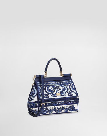 Kabelka Dolce & Gabbana Dolce & Gabbana Sicily Medium Handbag With Majolica Embroidery Modrá | BB6003BW050HA3OB, 2