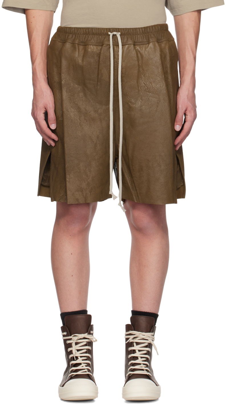 Šortky Rick Owens Rick Owens Porterville Megablister Boxer Leather Shorts Zelené | RU02D6397 LBA, 0