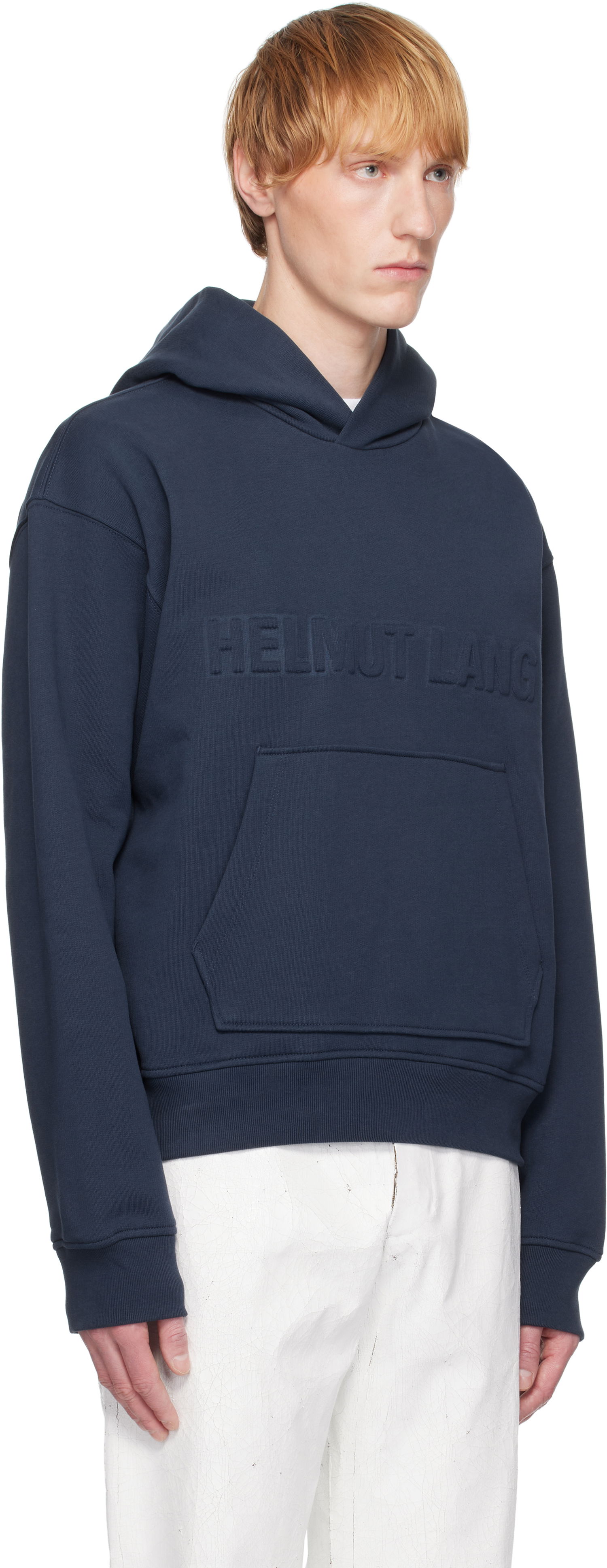 Mikina Helmut Lang Helmut Lang Embossed Logo Hoodie Navy | P01HM507, 1