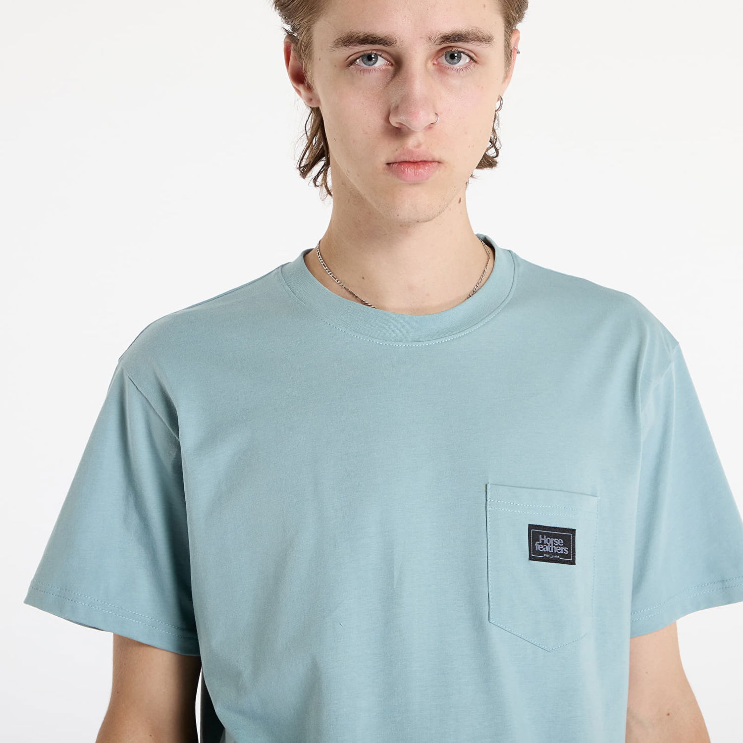 Tričko Horsefeathers Alpha T-Shirt Blue Haze M Tyrkysová | SM1257K, 1