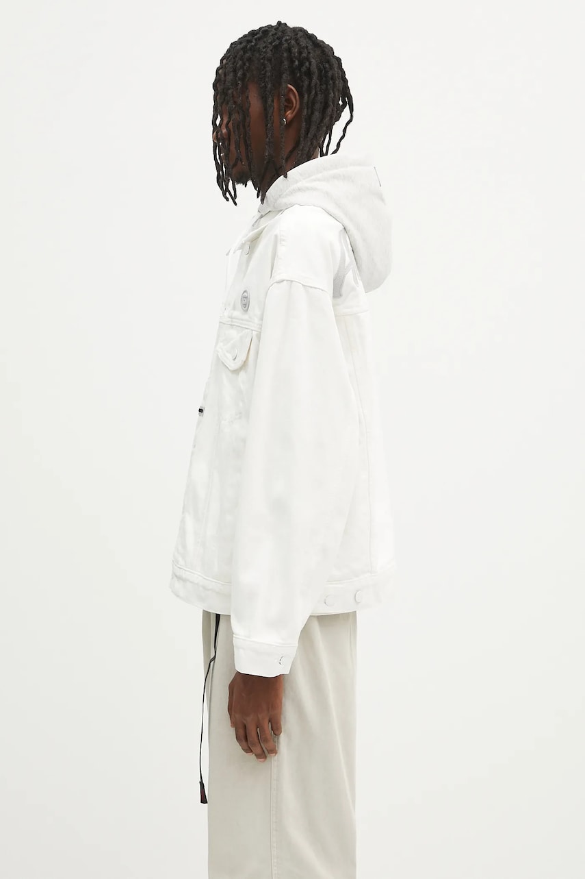 Bunda AAPE by A Bathing Ape AAPE Now Light Weight Denim Jacket with Hood Biela | AAPLJM7700XAN, 1