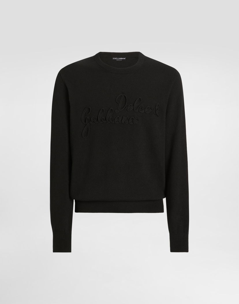 Sveter Dolce & Gabbana Dolce & Gabbana Fine-Gauge Wool Pullover with Embroidered Logo Čierna | GXX01ZJDVDEN0000